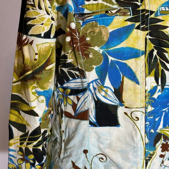 Chicos Multicolor Tropical Print Cotton Jacket Full Zip Womens Size 1 (Medium M) - Picture 7 of 12